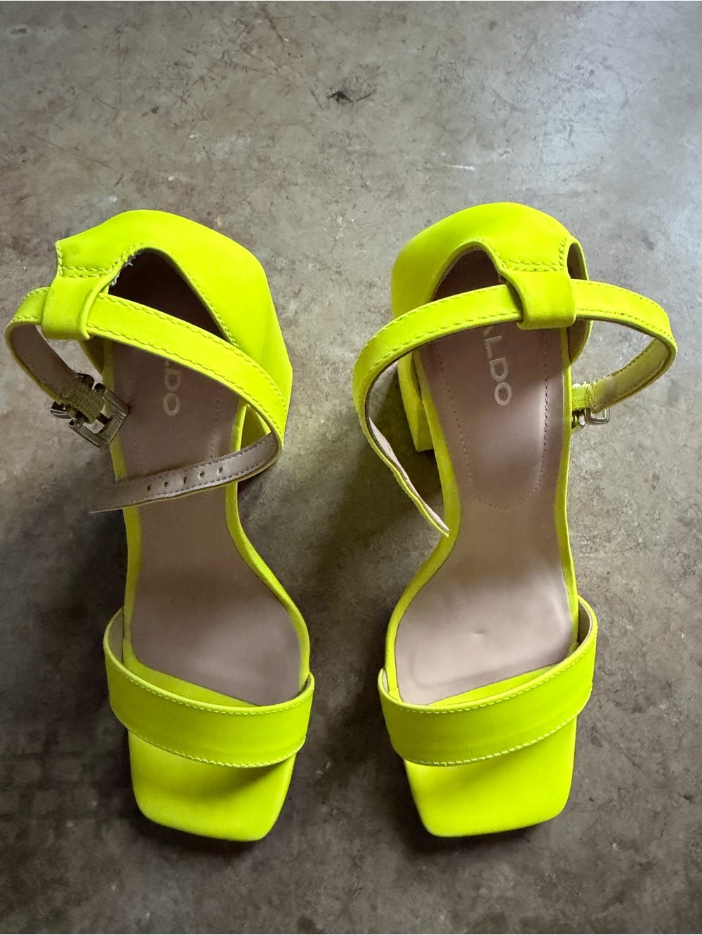 ALDO Neon Yellow Strappy Block Heel Sandals - Women